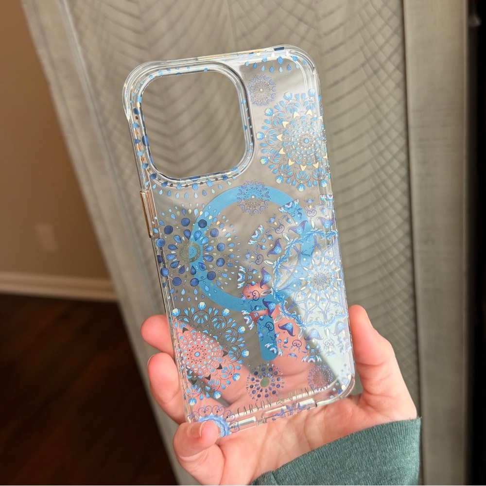 Casemate MagSafe iPhone 15pro max Floral Clear Phone Case with Blue Accents
